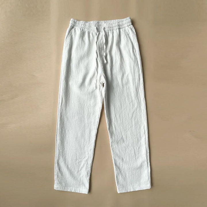 Men's Cotton Linen Casual Trousers – Elasticated Drawstring Relaxed
