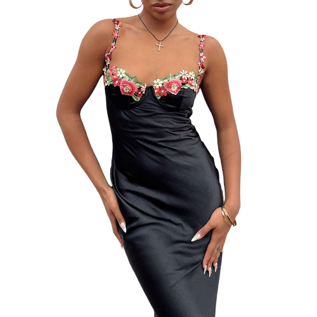 Floral Maxi Dress – Women's Spaghetti Strap Flowing Silhouette