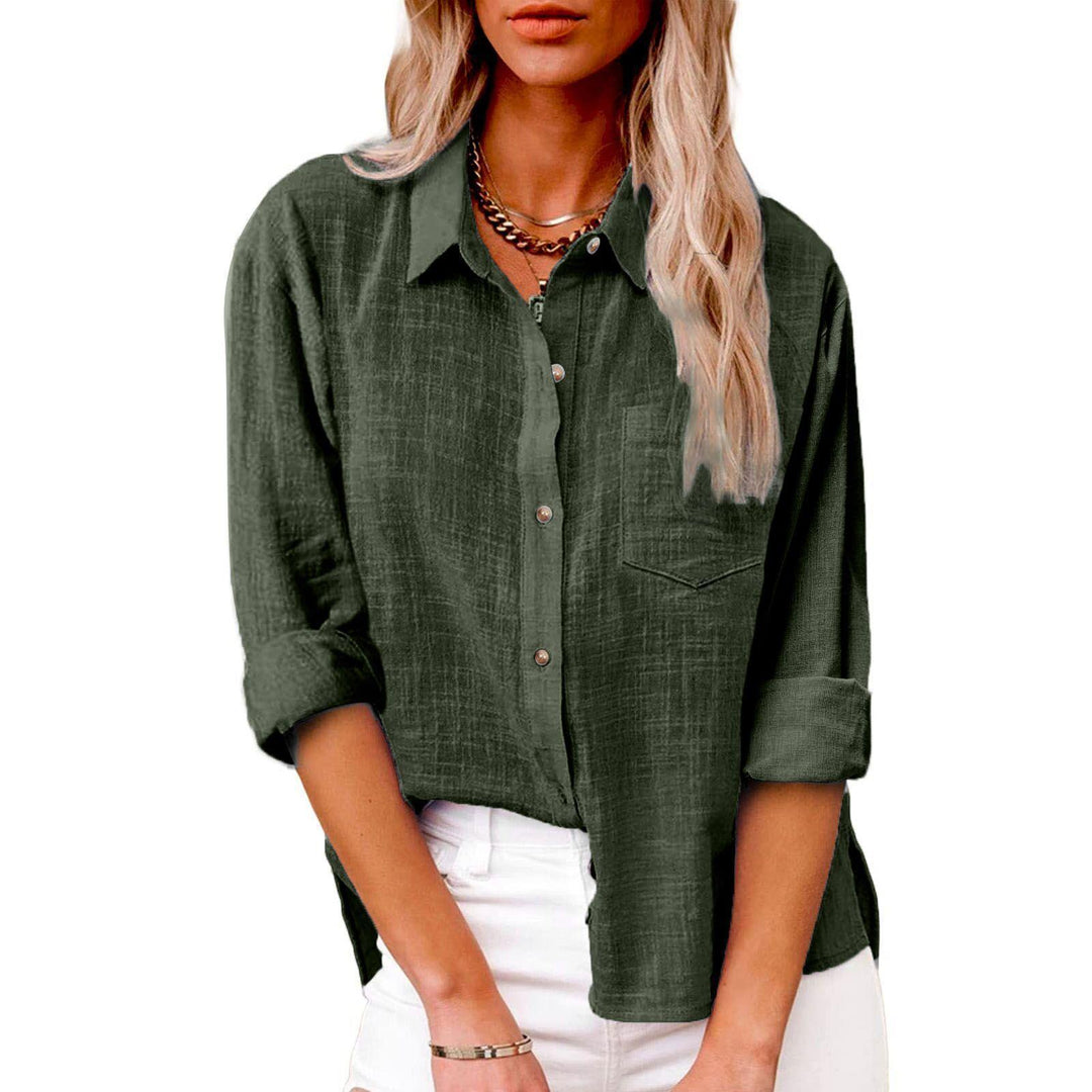 Women's Lyocell-Linen Blend Oversized Longline Shirt – Classic Collar