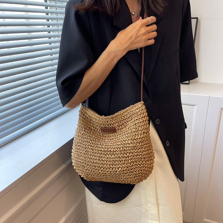 Women's Woven Straw Tote Bag Zipper Closure – Square Vacation