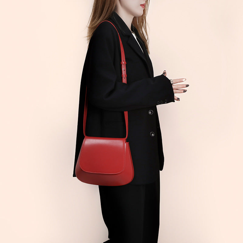 Women's Vegan Leather Crossbody Bag Saddle – Satchel Adjustable Strap