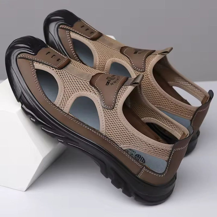 Men's Closed Toe Trekking Sandals – Breathable Mesh Grip Sole