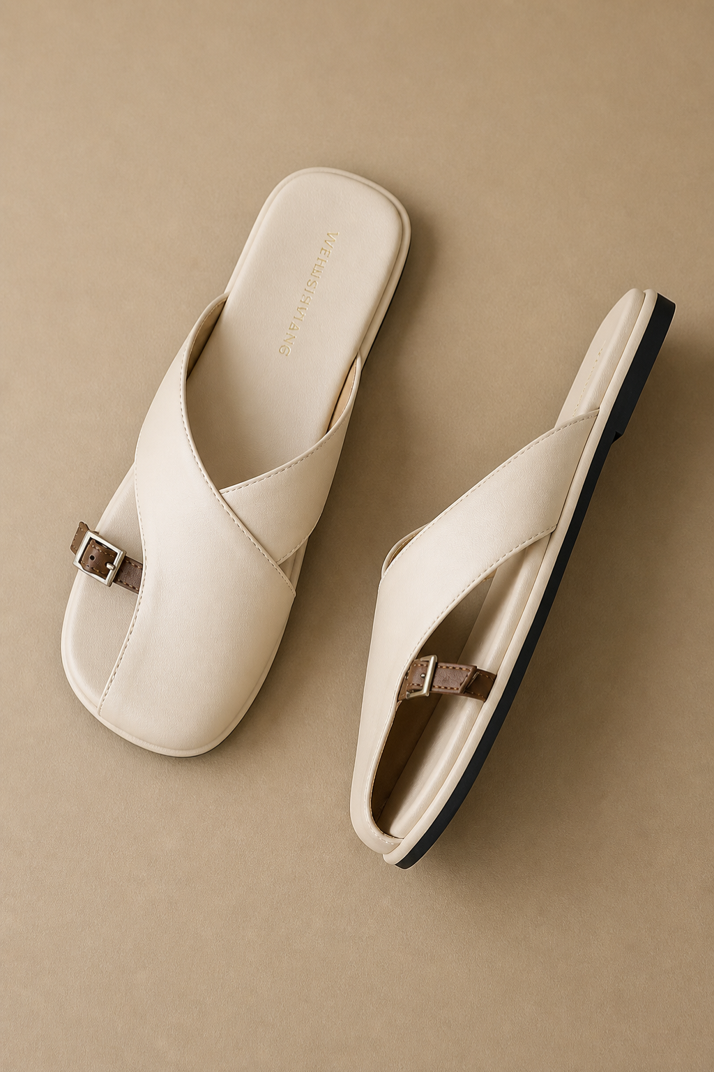 Women's Flat Sandals – Leather Fisherman Cross Strap Square Toe