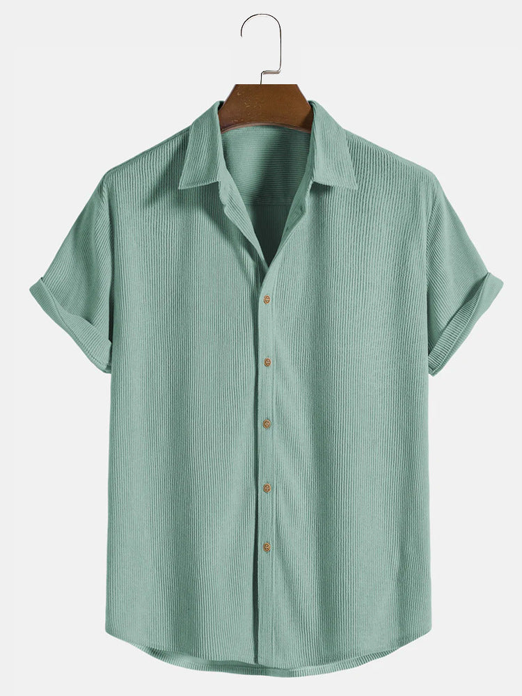 Men's Waffle Button-Up Shirt – Regular Fit Casual Shirt