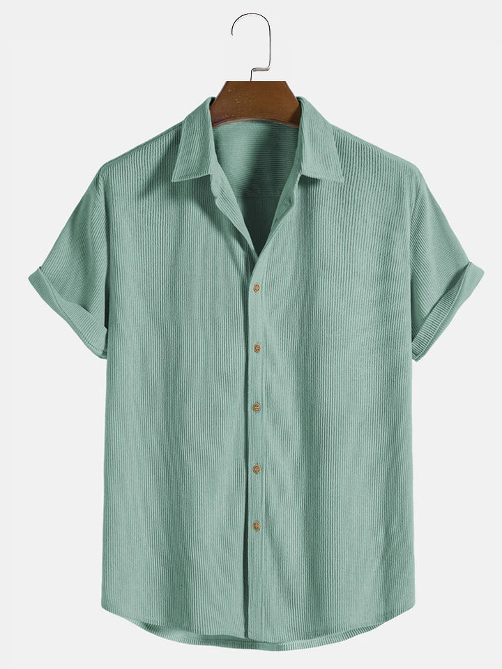 Men's Waffle Button-Up Shirt – Regular Fit Casual Shirt