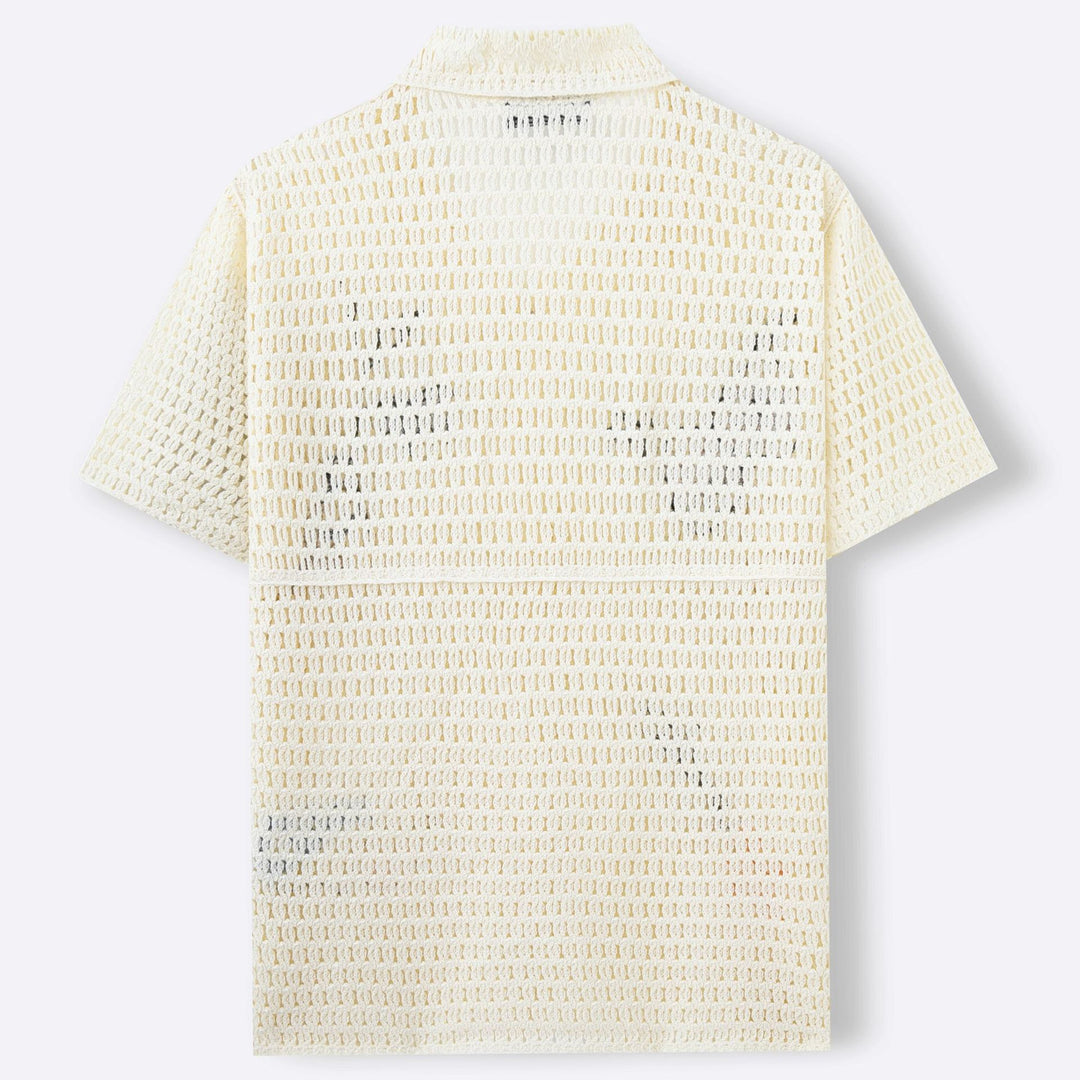 Men's Embroidered Knit Shirt Short Sleeve – Open Weave Botanical Camp