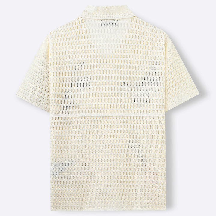 Men's Embroidered Knit Shirt Short Sleeve – Open Weave Botanical Camp