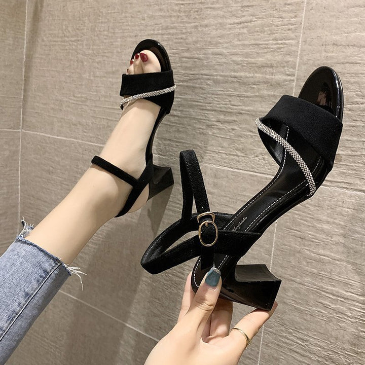 Women's Rhinestone Flat Sandals – Delicate Thin Strap Toe Ring