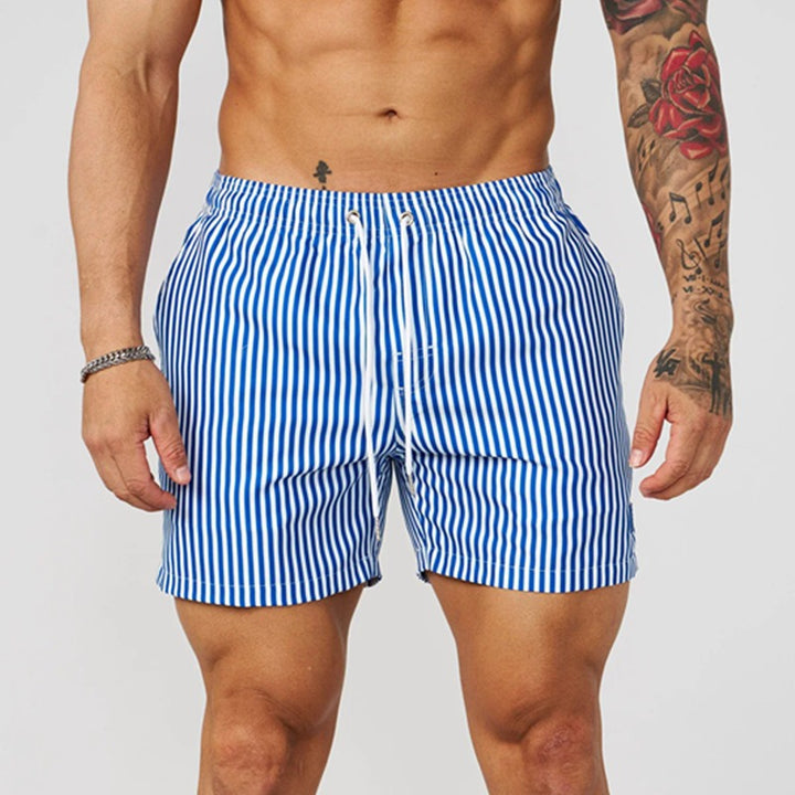 Men's Swim Shorts – Vertical Stripe Quick-Dry Drawstring