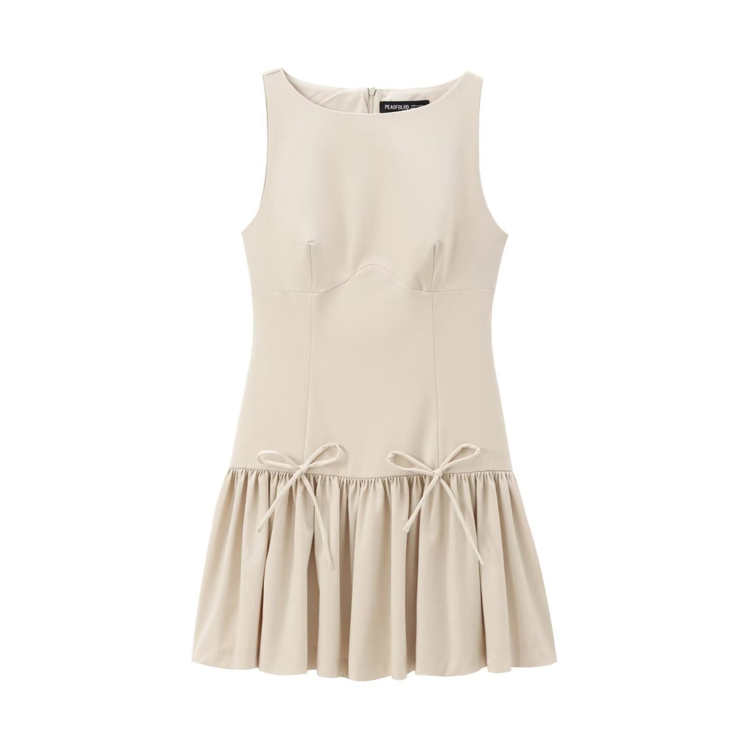 Women's Mini Dress – Sleeveless Ruffle Hem Elegant Cocktail Dress