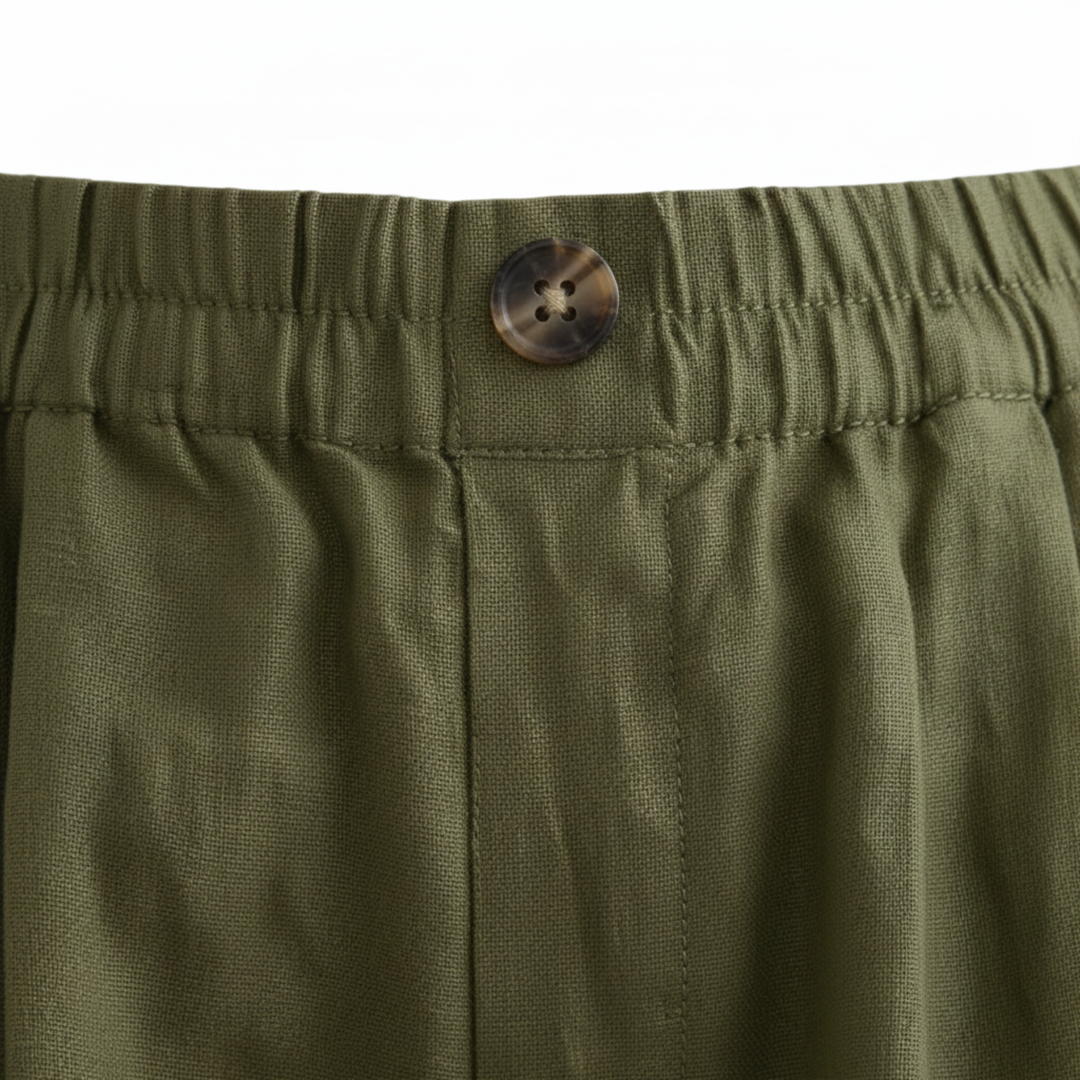Linen Bermuda Shorts for Women – High Waist Elastic Lightweight