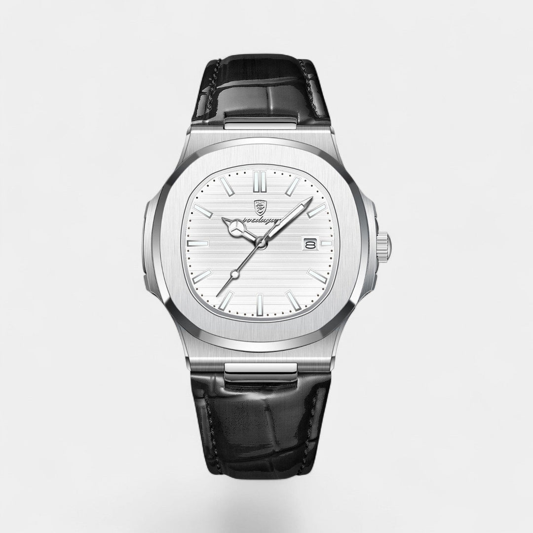 Men's Leather Strap Quartz Dress Watch – Slim 40mm Classic Dial