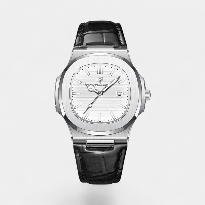 Men's Leather Strap Quartz Dress Watch – Slim 40mm Classic Dial