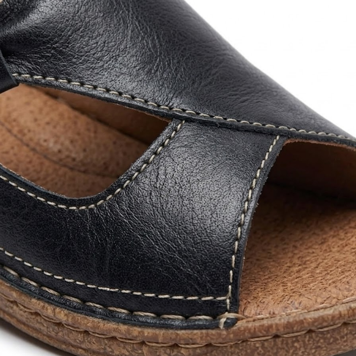 Women's Flat Sandals – Open-Toe Cutout Strap Slip-On Mule