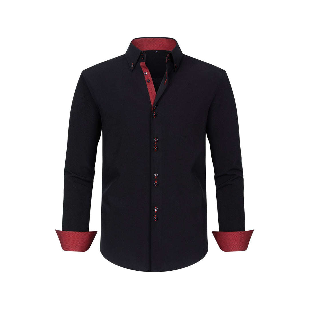 Men's Long Sleeve Dress Shirt Polka Dot – Contrast Collar Cuffs