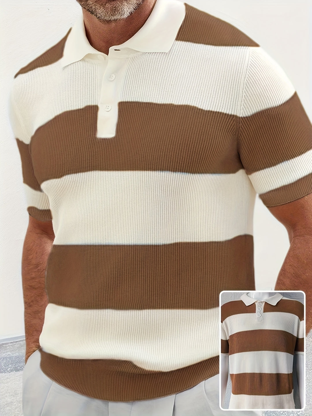 Men's Cotton Lapel Polo Shirt – Short Sleeve, Slim Fit