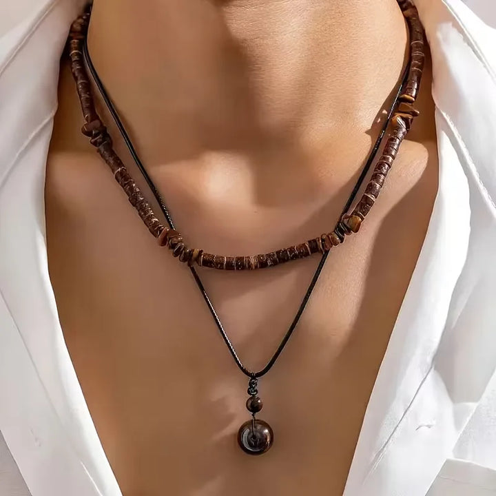 Layered Bead & Cord Necklace Set – Adjustable Two-Piece
