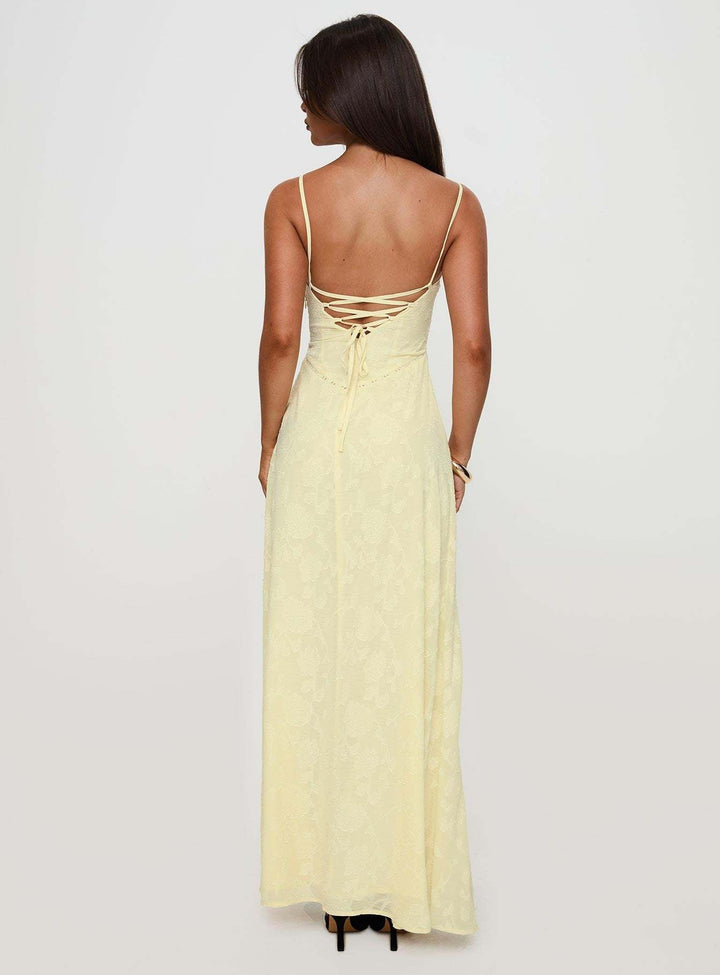 Women's Floral Burnout Maxi Dress Spaghetti Strap – Square Neck Lace-Up
