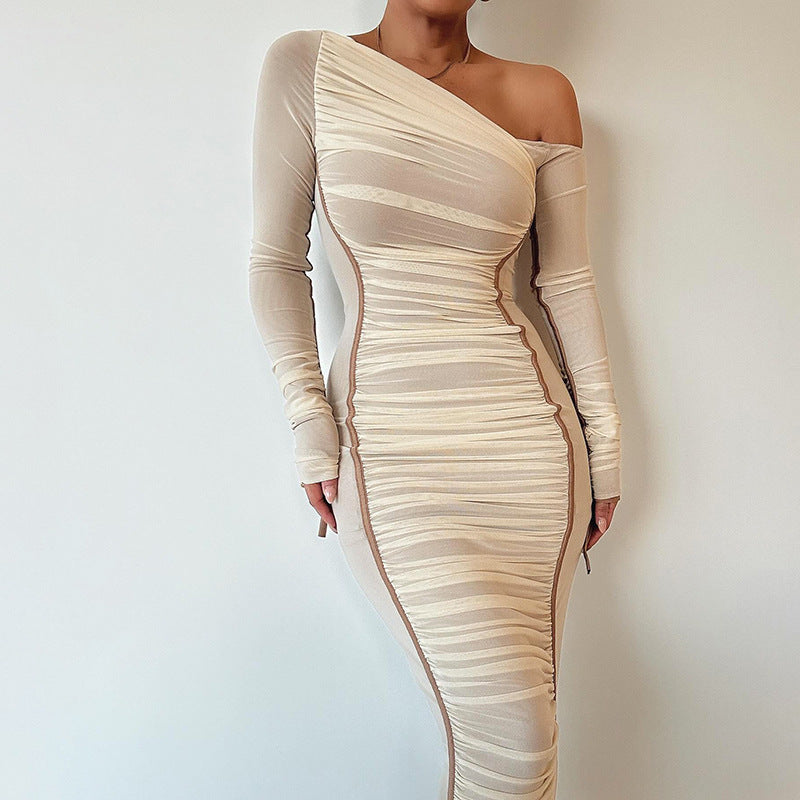 Satin Midi Dress – Strapless Pearl Detail Formal Gown