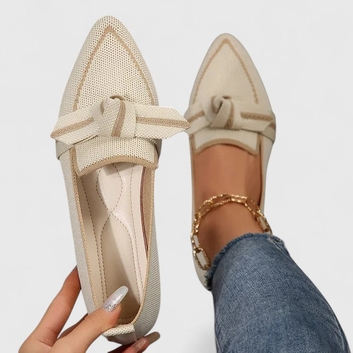 Women's Pointed Toe Loafers – Knot Detail Slip-On Flats