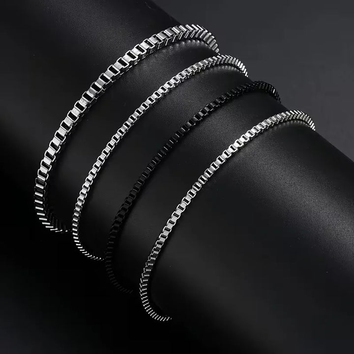 Stainless Steel Bracelet Set – Layered Box Chain Women
