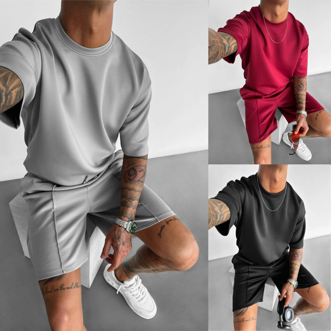 Men's Oversized Lounge Set – Short Sleeve Top & Drawstring Shorts