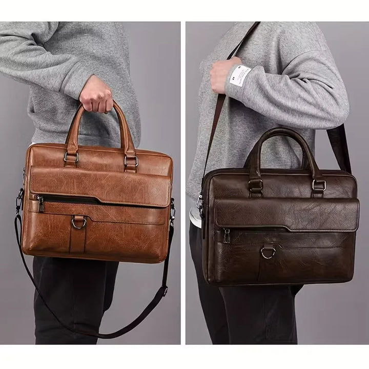 Men's Leather Laptop Bag – 15" Large Capacity Work Bag