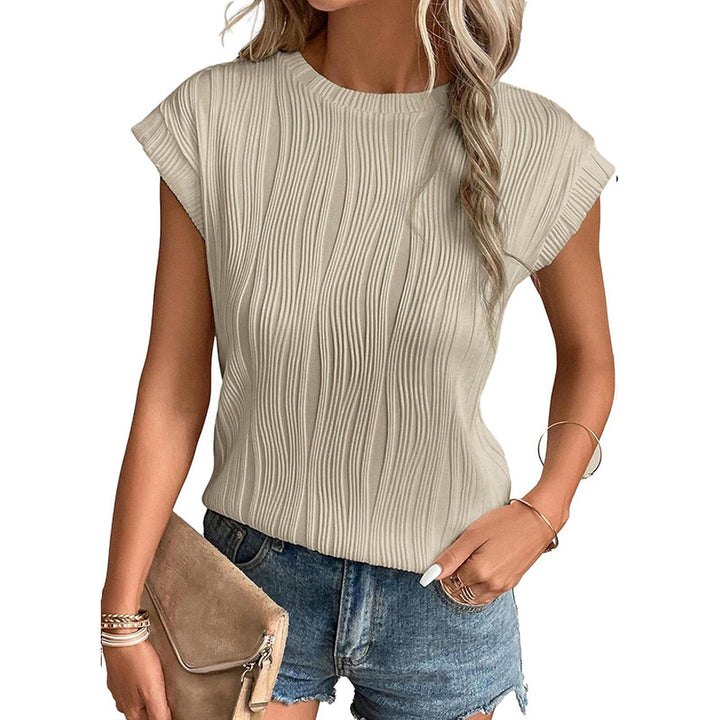 Batwing Sleeve Knit Top – Women's Loose Fit Textured Pleated Style