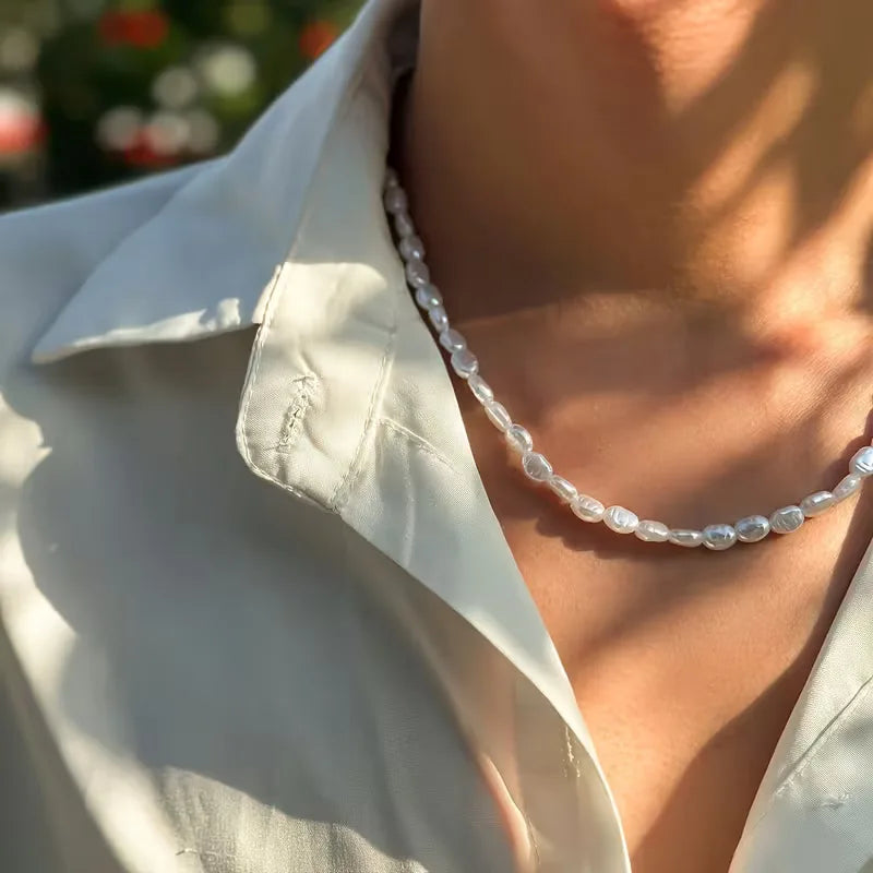 Baroque Faux Pearl Necklace – Irregular Bead Unisex Statement