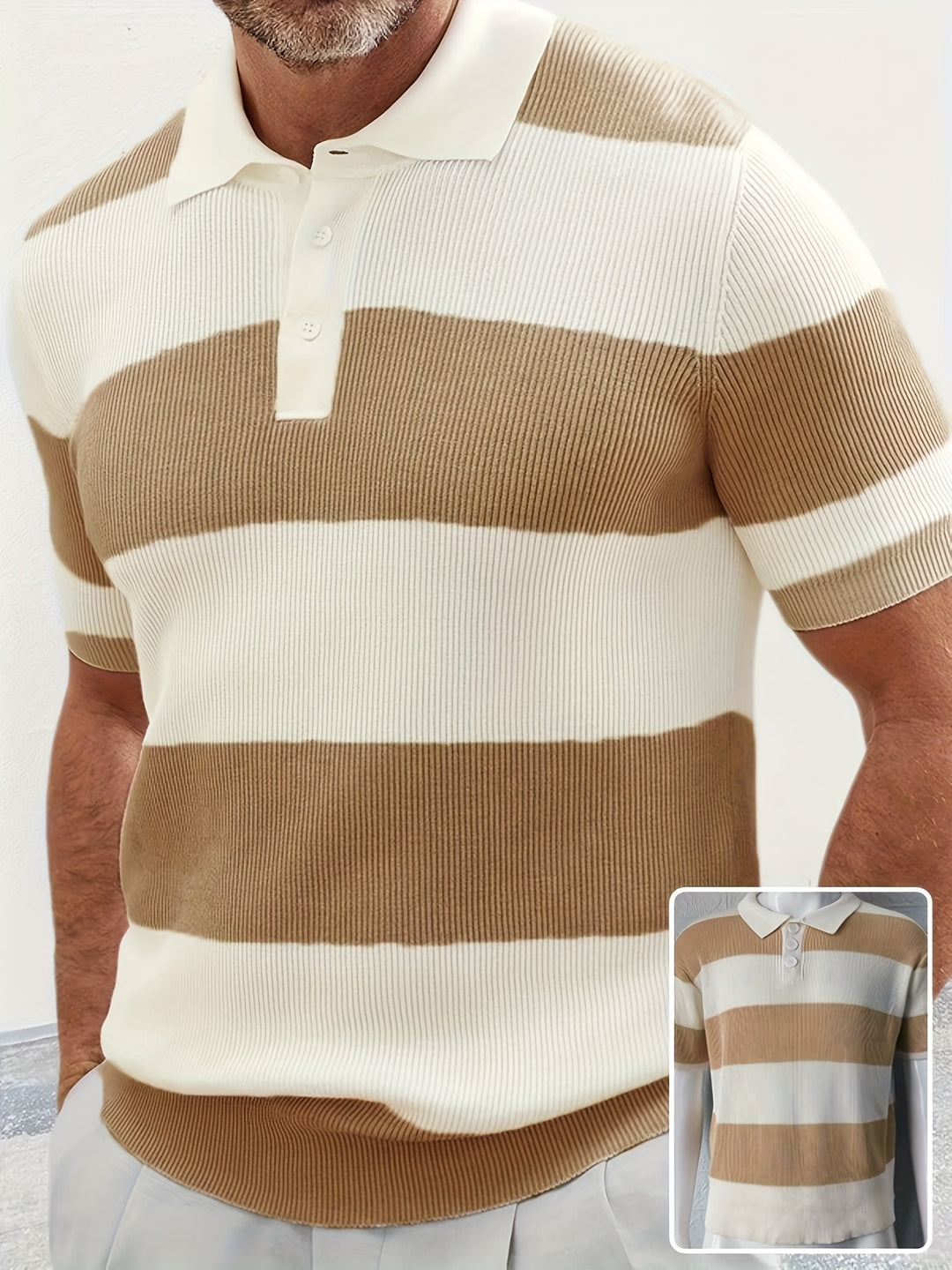 Men's Cotton Lapel Polo Shirt – Short Sleeve, Slim Fit