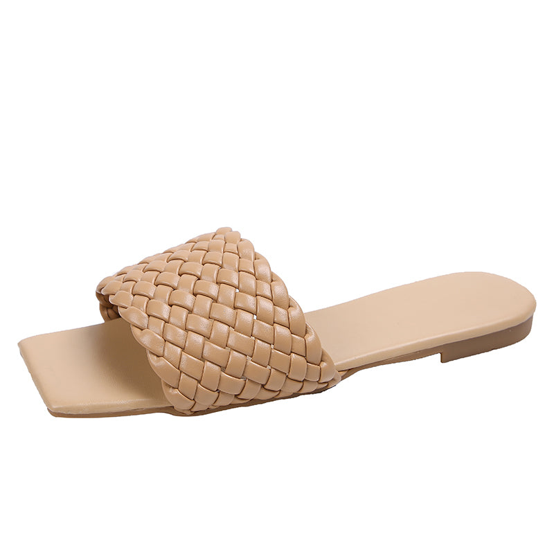 Women's Flat Sandals – Braided Strap & Cushioned Footbed