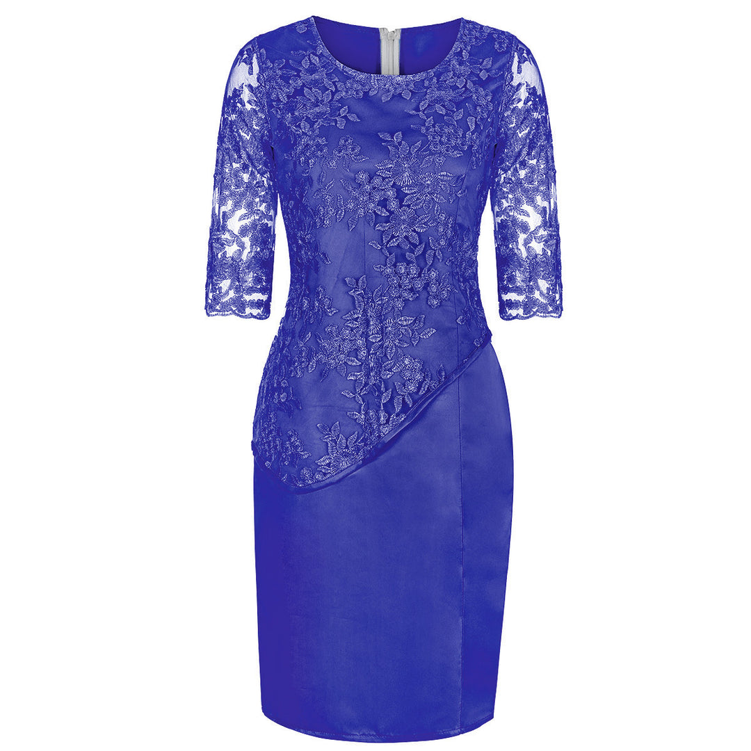 Women's Midi Dress | Lace Faux Two-Piece Relaxed Fit
