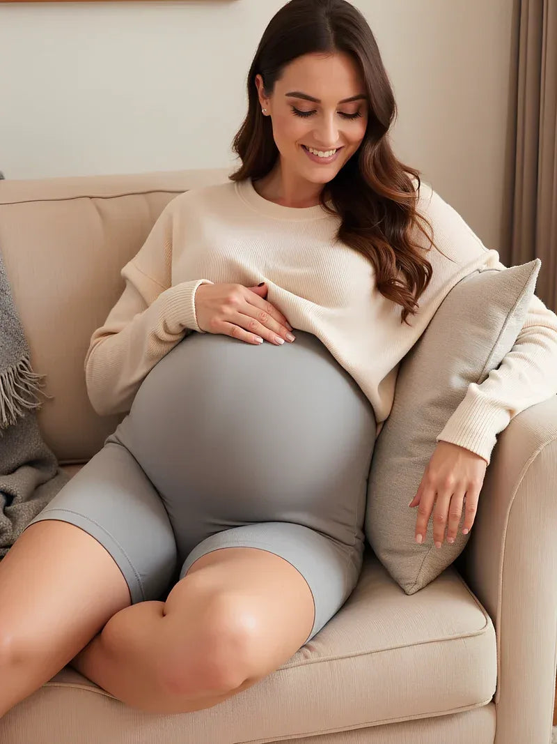 Maternity Shorts – High-Waist Bump Support Mid-Thigh Stretch