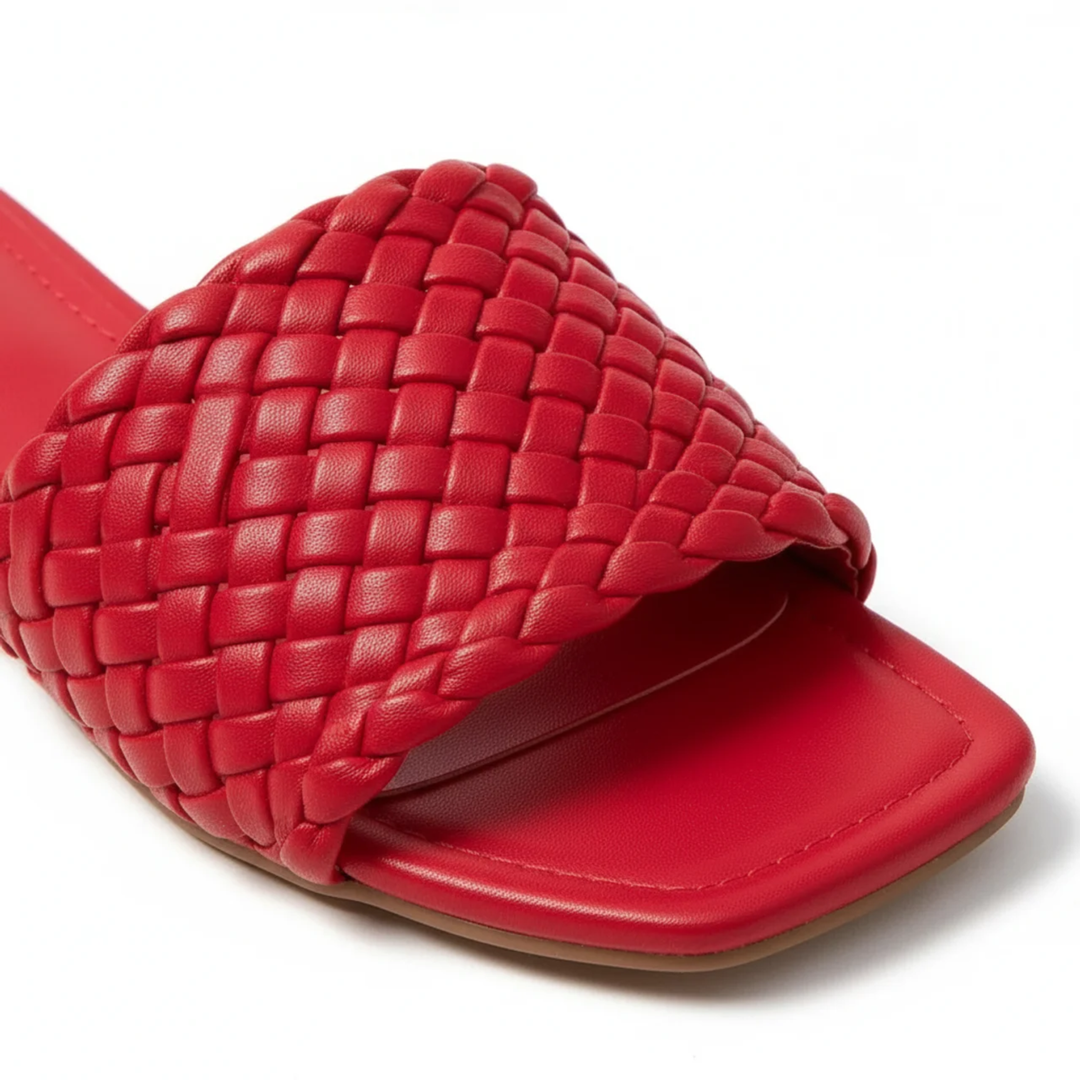 Women's Flat Sandals – Braided Strap & Cushioned Footbed