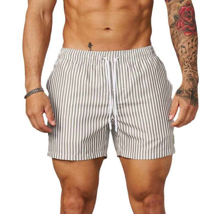 Men's Swim Shorts – Vertical Stripe Quick-Dry Drawstring