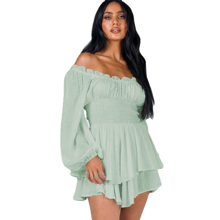 Women's Off-Shoulder Ruffle Jumpsuit – Long Sleeve