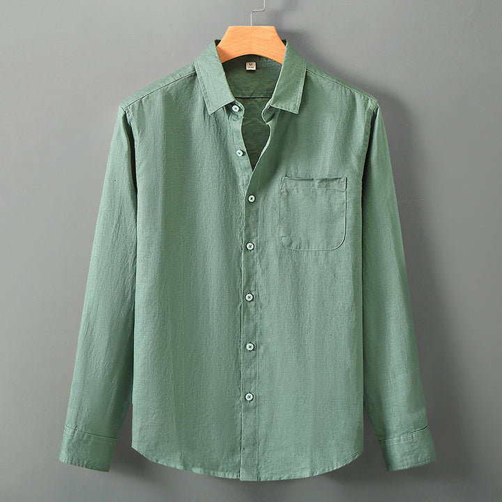Linen Button-Up Shirt for Men – Relaxed Fit Long Sleeve
