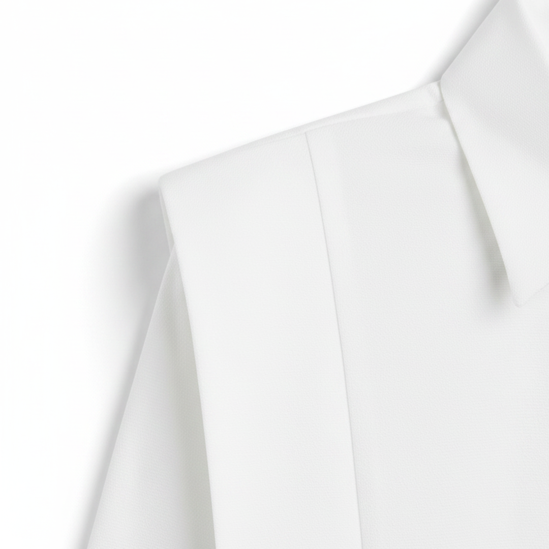 Women's Long Sleeve Blouse Shoulder Pleats – Pointed Collar Cuffs