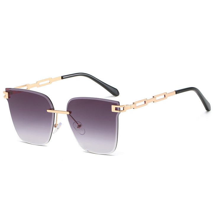 Rimless Frameless Metal Sunglasses – Hollow Gradient Lens Women