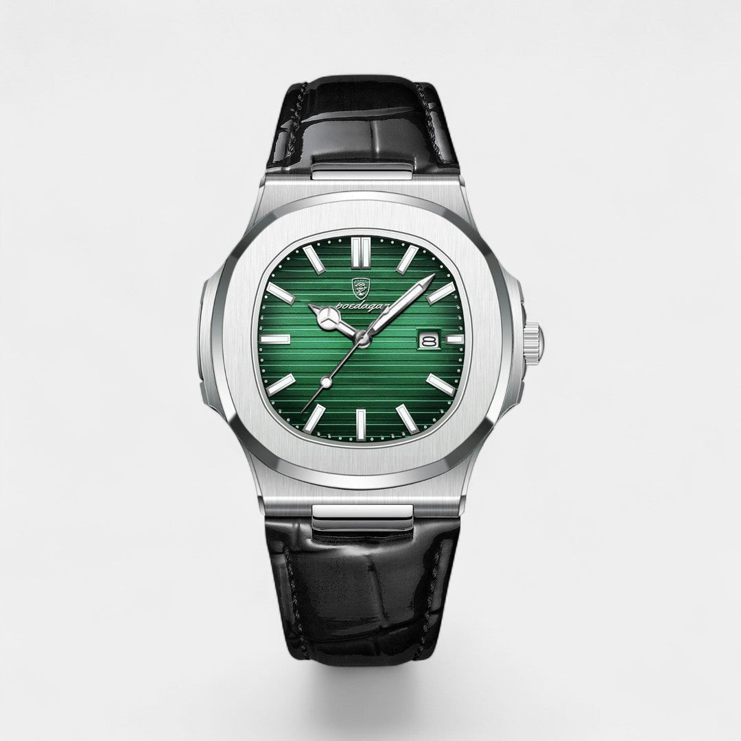 Men's Leather Strap Quartz Dress Watch – Slim 40mm Classic Dial