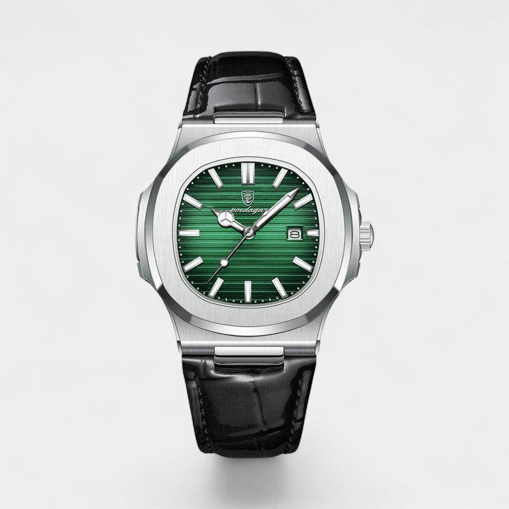 Men's Leather Strap Quartz Dress Watch – Slim 40mm Classic Dial