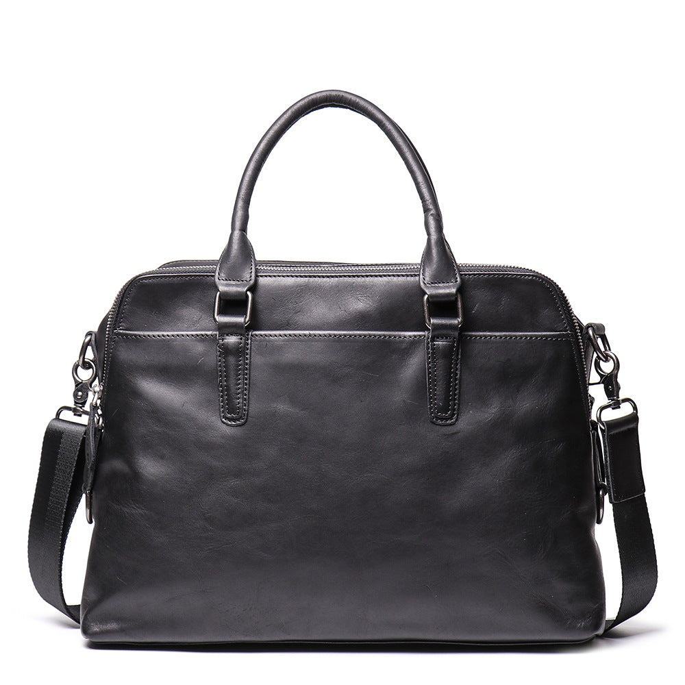 Men's Leather Briefcase – Large Capacity Laptop Work Bag