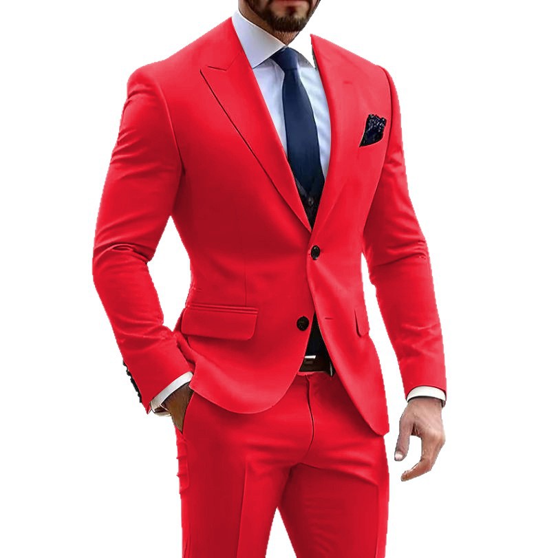 Men's Two Piece Suit – Tailored Textured Structured Formal