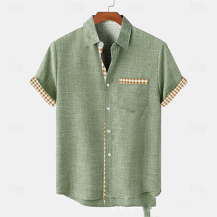 Short Sleeve Casual Shirt – Men's Contrast Trim Detail
