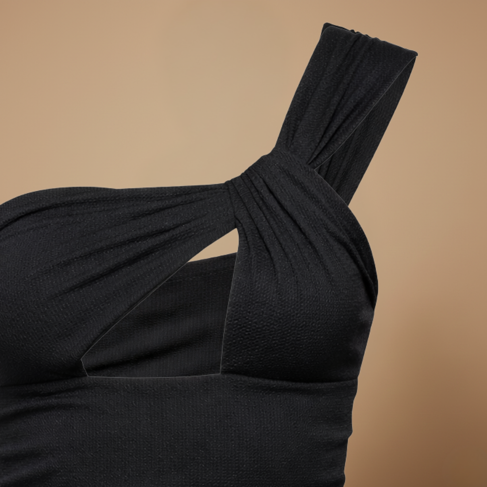 One-Shoulder Cutout Crop Top – Fitted Asymmetric Women's Top