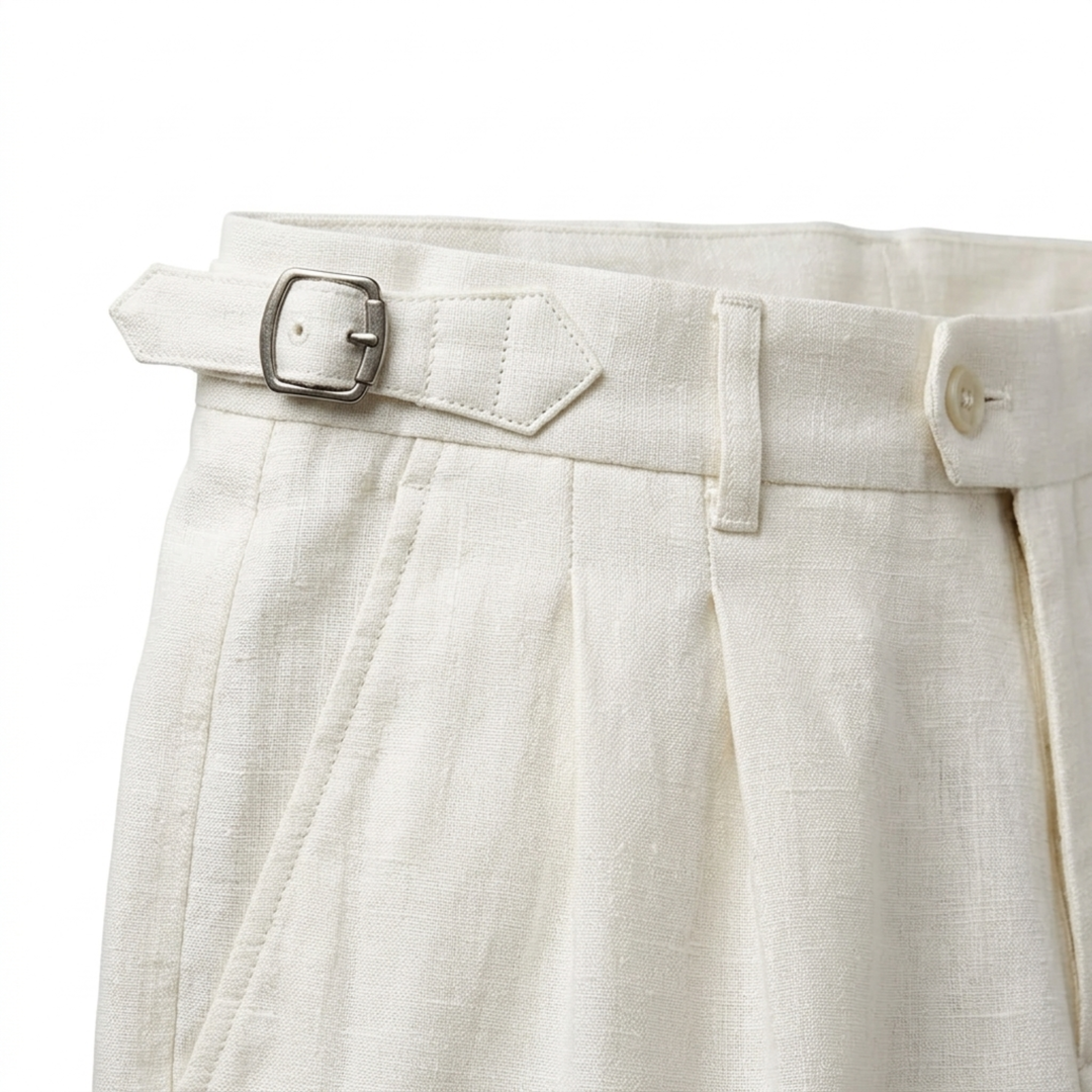 Men's Linen Dress Pants – Double Pleat Formal Fit