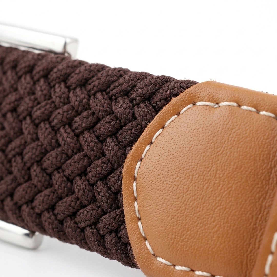 Men's Braided Canvas Belt – Leather-Tipped Adjustable Woven