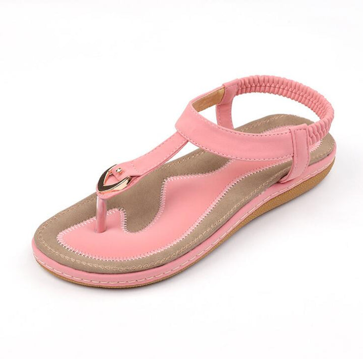 Women's Arch Support Flat Sandals Adjustable T-Strap – Massaging Footbed
