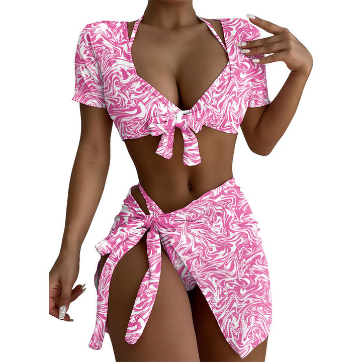 Women's Bikini Four-Piece Swimsuit Set – Floral Split Design