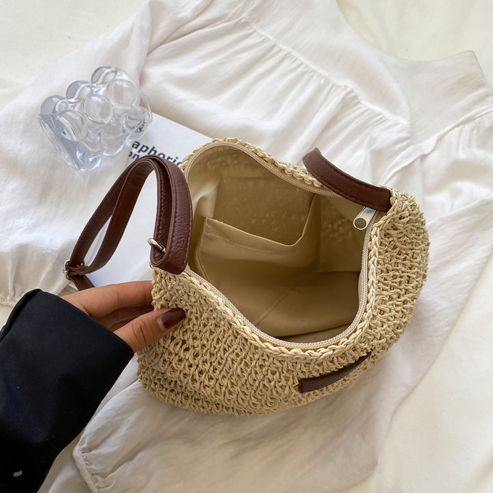 Women's Woven Straw Tote Bag Zipper Closure – Square Vacation